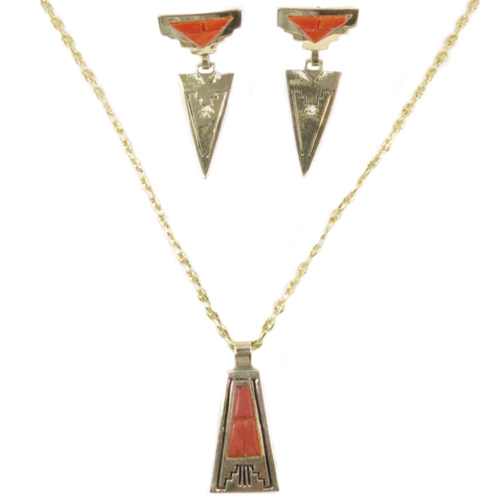 Indianerschmuck-Set aus Sterling Silber & 14 Karat Gold - Pawn Schmuck - Sacred Mountain