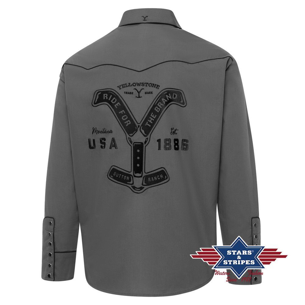 Westernhemd - Yellowstone Collection - Ride For The Brand, Grau