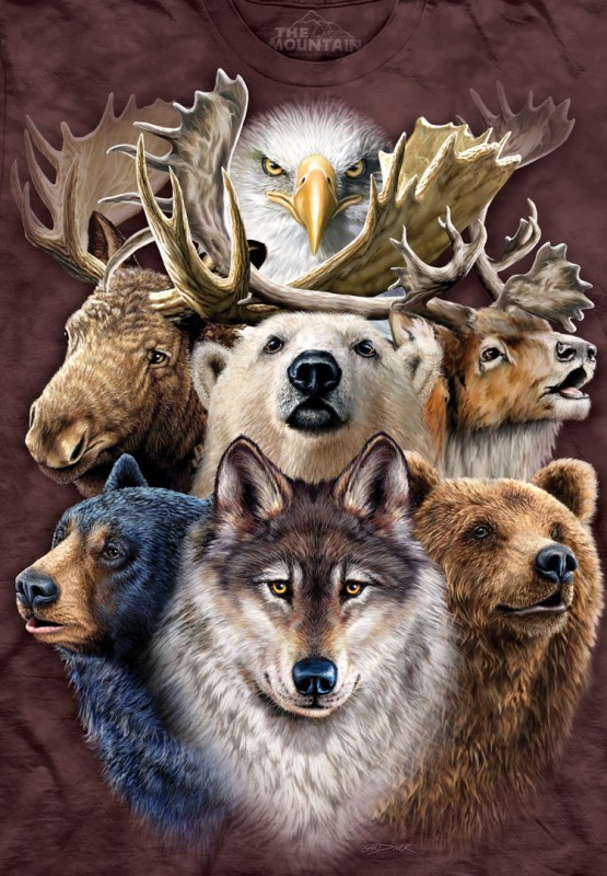 The Mountain T-Shirt - Northern Wildlife Collage