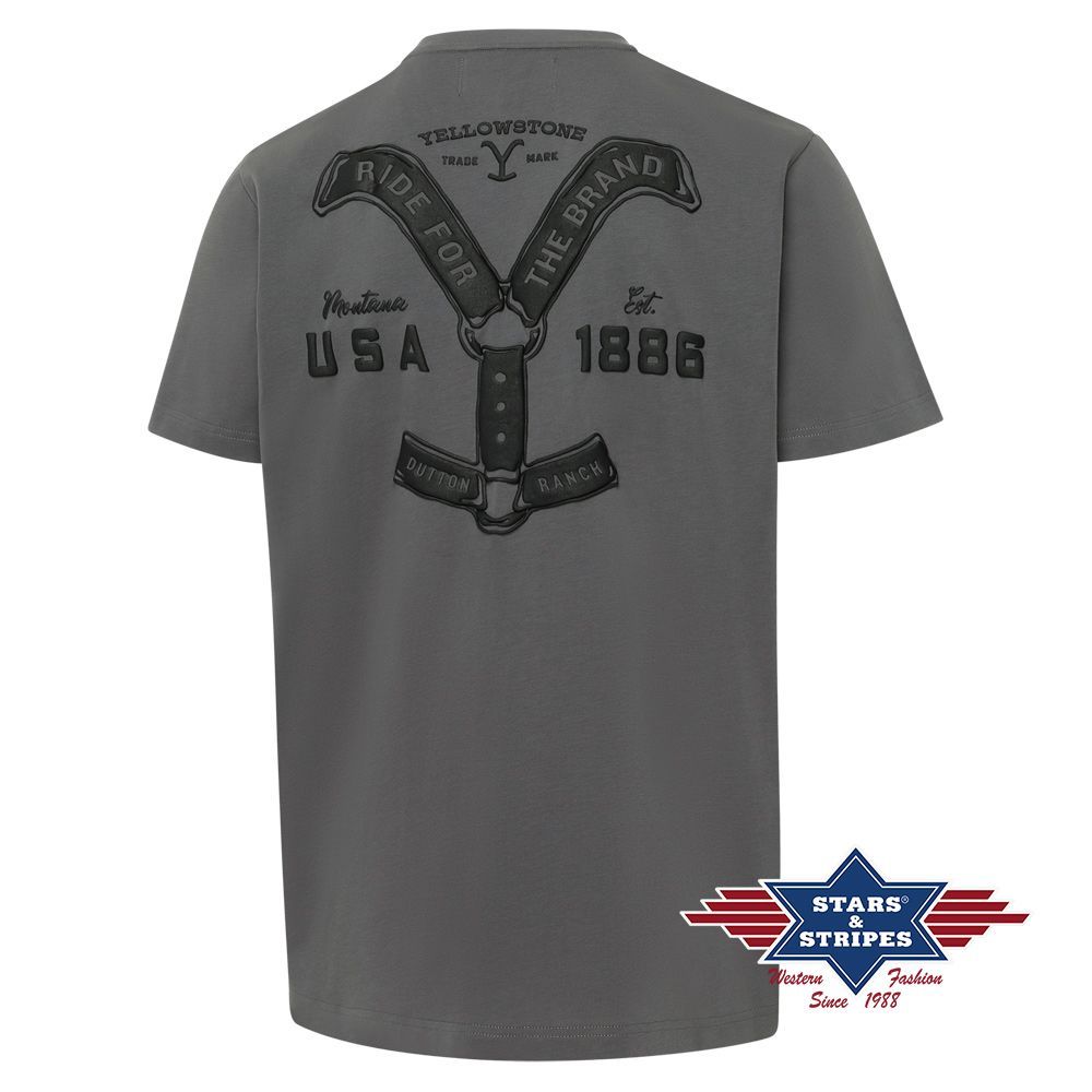 Western Unisex T-Shirt - Yellowstone Collection - Ride For The Brand, Grau
