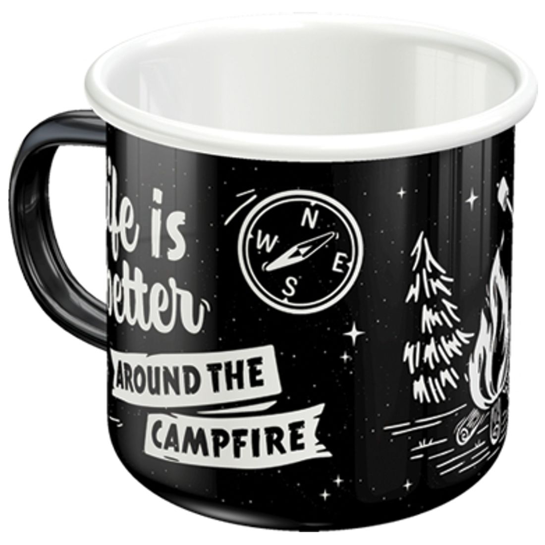 Emaille-Becher - Retro Outdoor - Life Is Better Around A Campfire