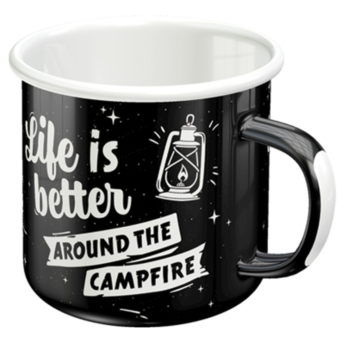 Emaille-Becher - Retro Outdoor - Life Is Better Around A Campfire
