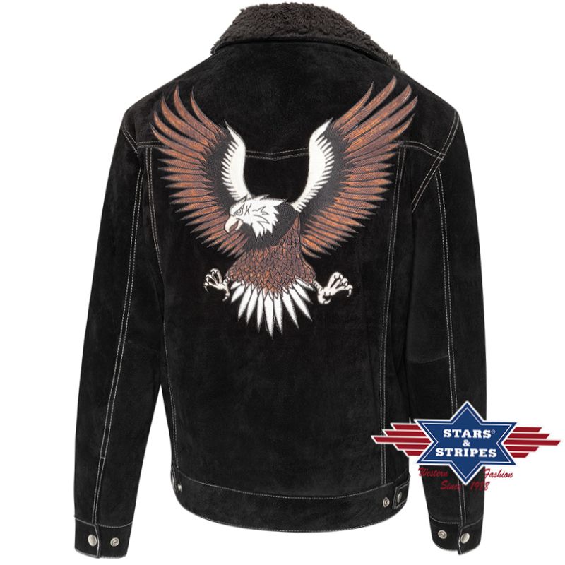 Warm gefütterte Western-Jacke aus Wildleder - Decker, Schwarz