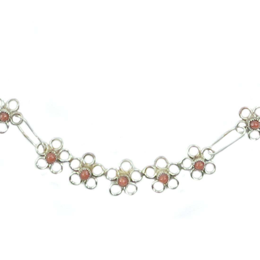 Indianerschmuck-Set: Kette und Ohrstecker aus Sterling Silber - Coral Flowers
