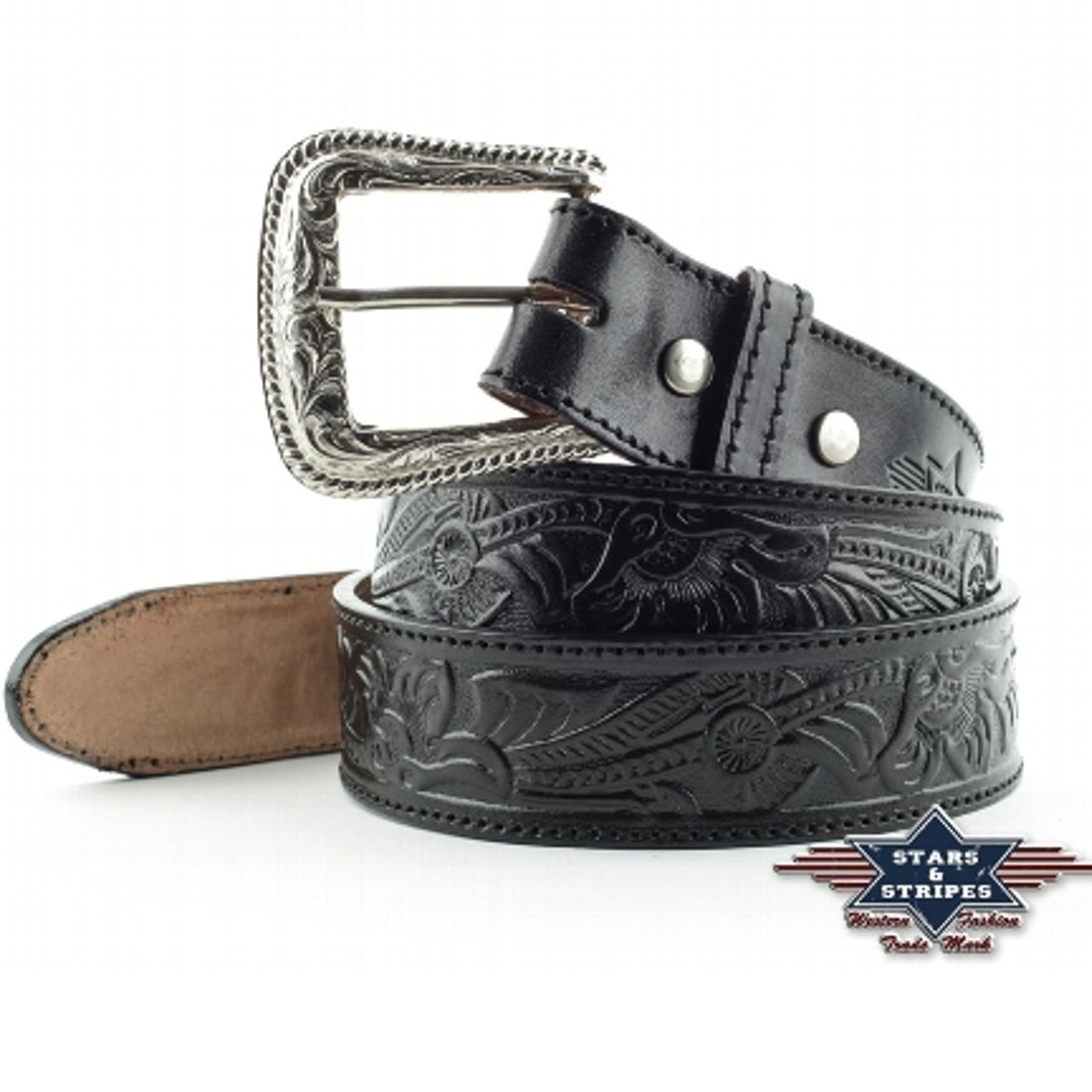 Ledergürtel - Black Western Belt