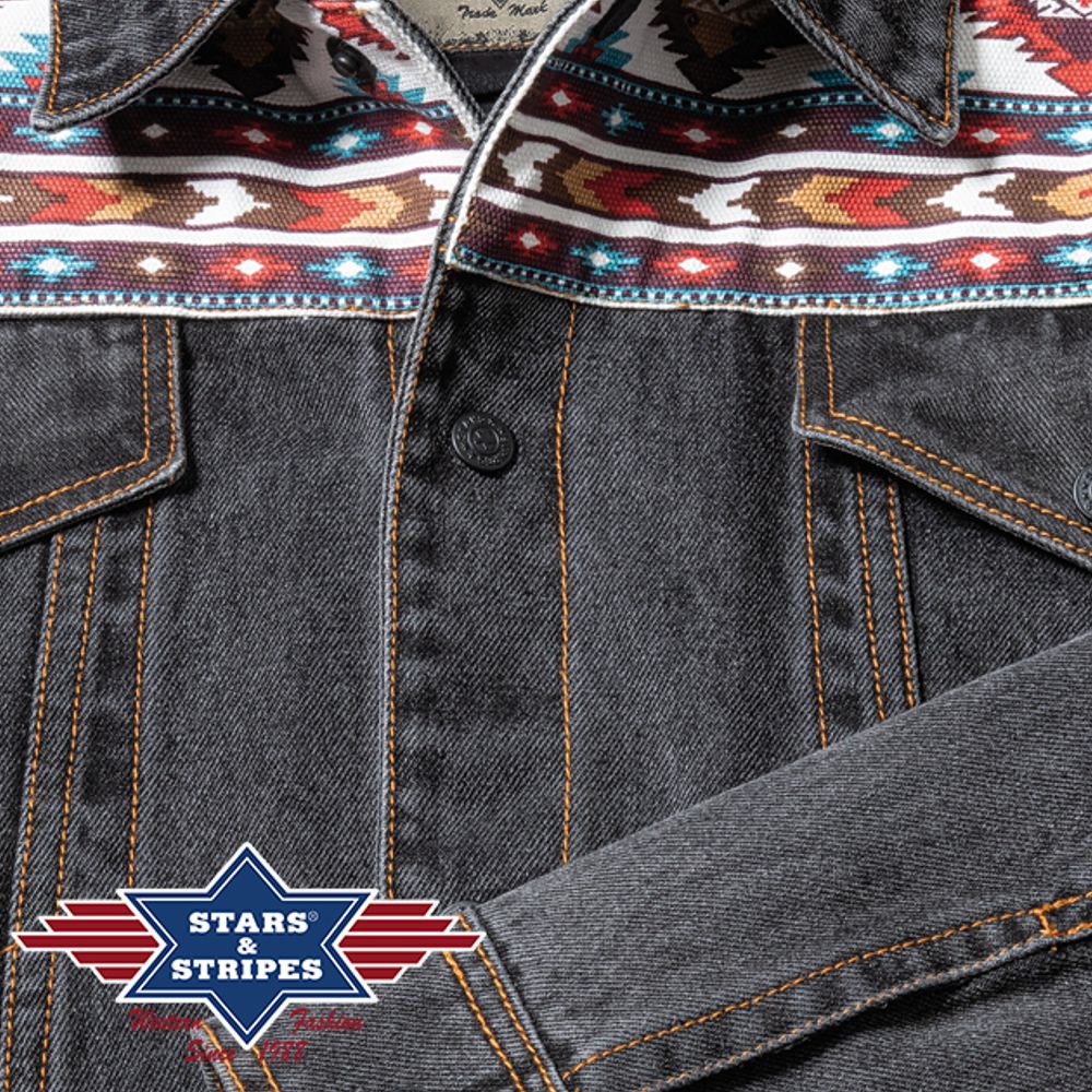 Leicht gefütterte Jeansjack im Western-Stil