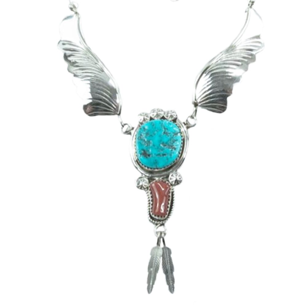 Indianerschmuck Collier - Türkis, Koralle