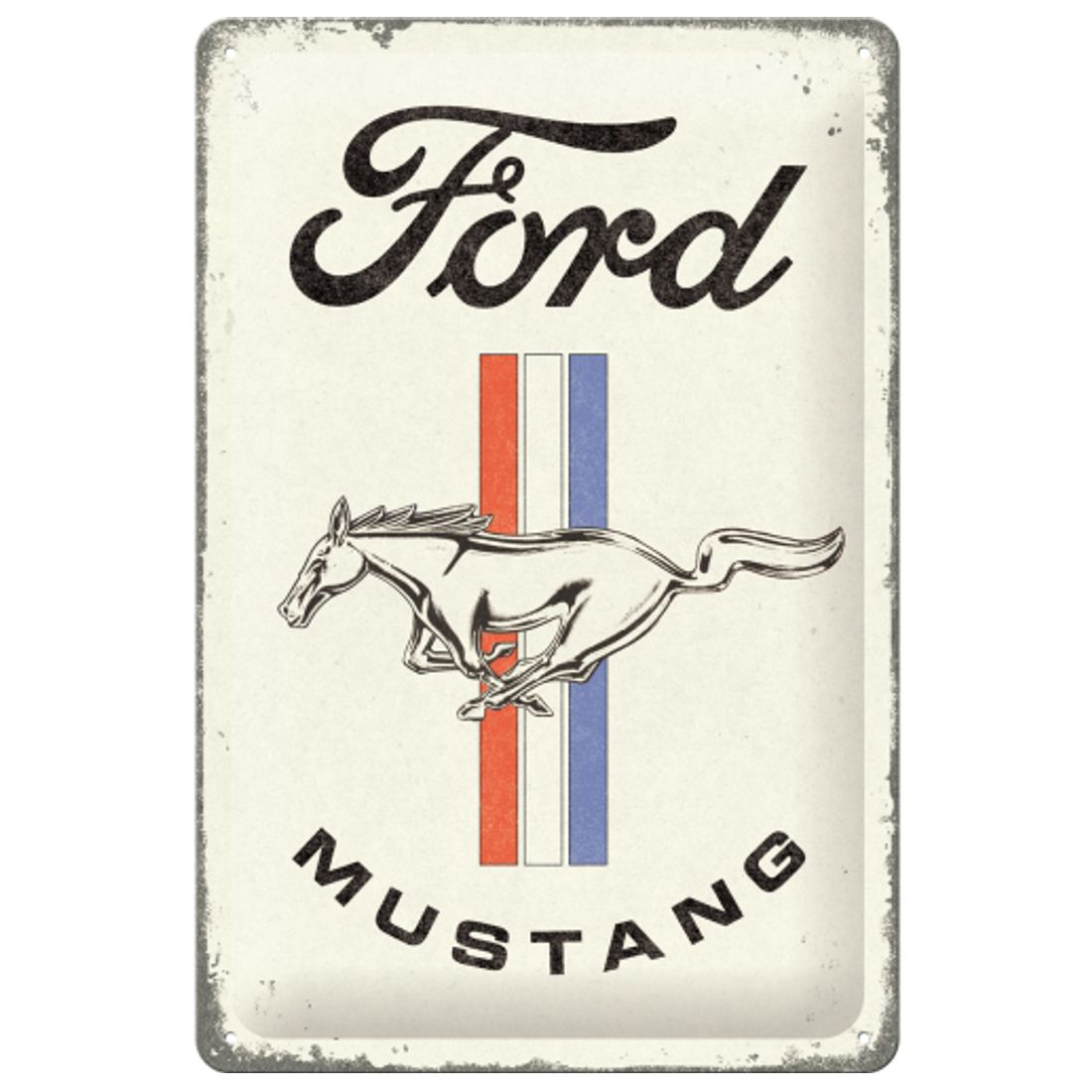 Blechschild - Ford Mustang - Horse & Stripes Logo