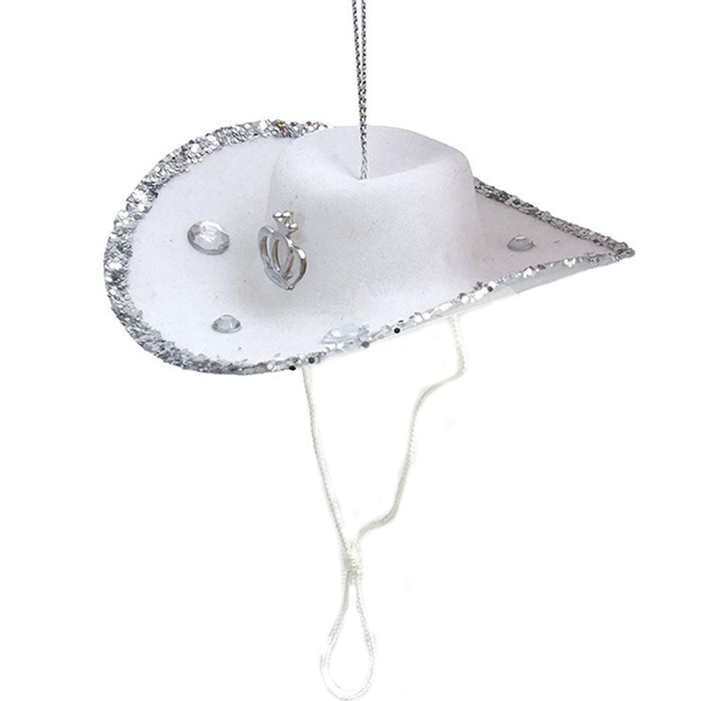 Weihnachtsschmuck - Glittering Ladies Hat, Weiß