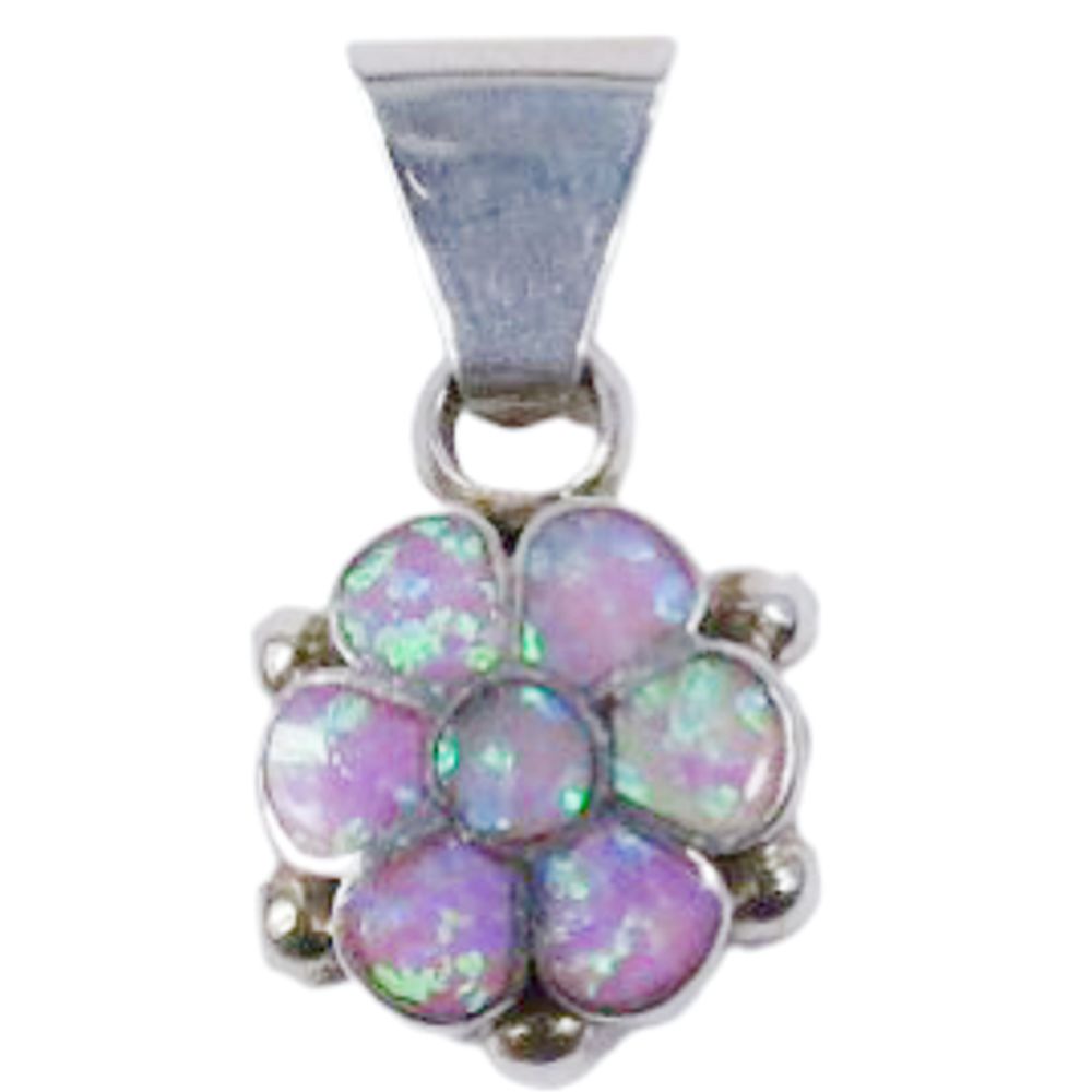 Indianerschmuck Kettenanhänger aus Sterling Silber - Pink Opal Flower
