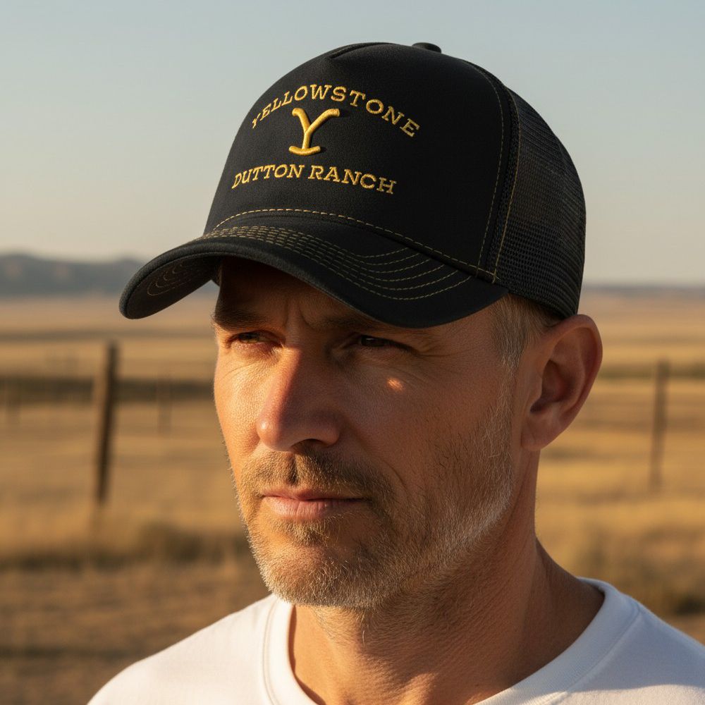 Western Mesh Basecap - Yellowstone Collection - Black Brand