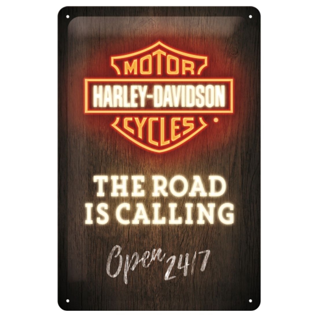 Blechschild - Harley Davidson - Road Is Calling Neon