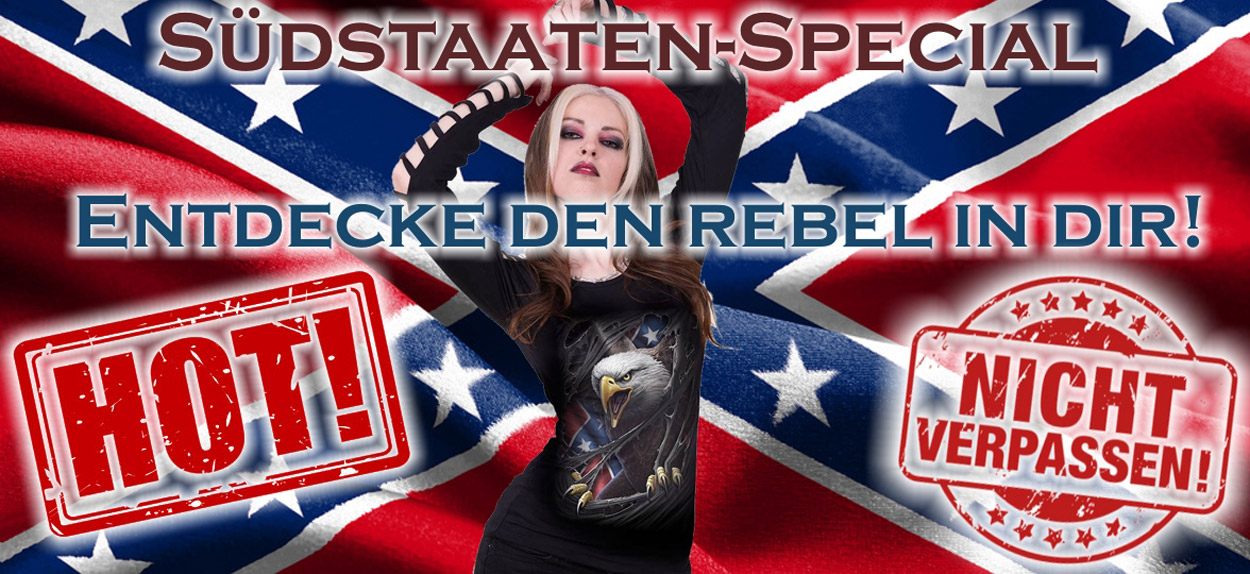 Wohn-Deko, Accessoires und Shirts mit dem Rebel, der Südstaaten-Flagge