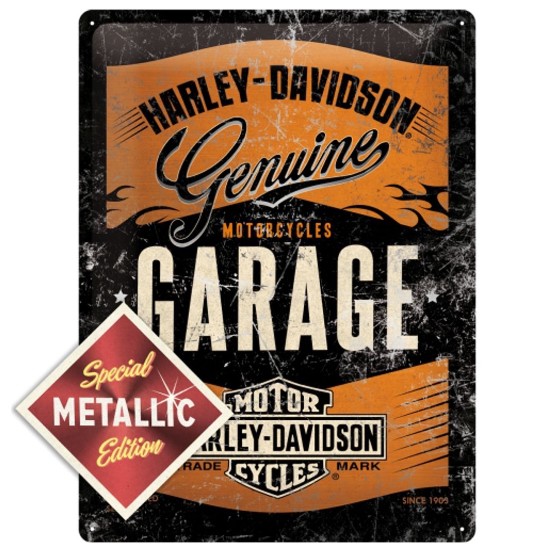 Blechschild - Harley Davidson - Garage - Special Metallic Edition