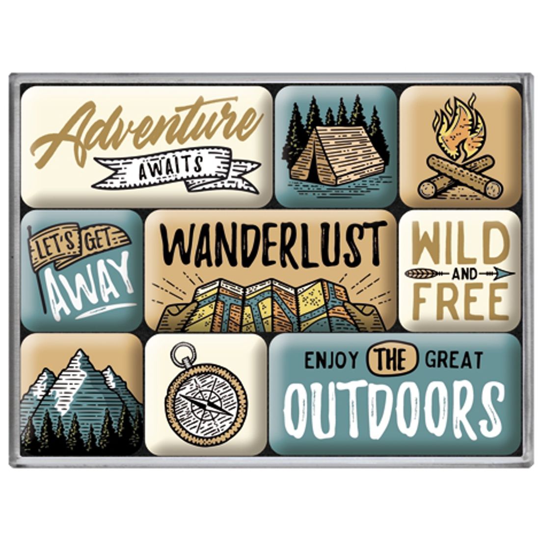 Magnet-Sparset - Retro Outdoor - Outdoor Adventure