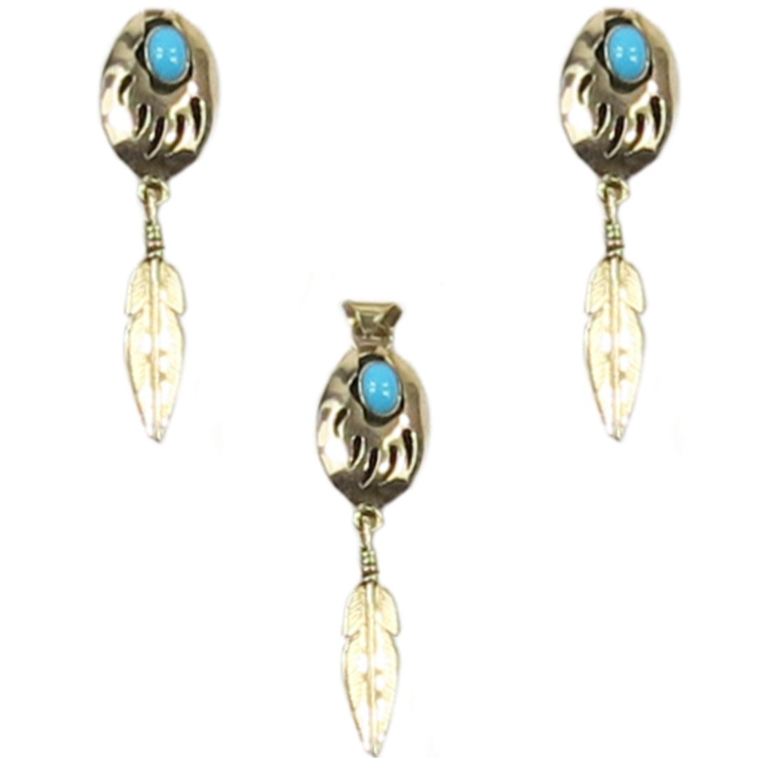Indianerschmuck-Set aus 14 Karat Gold - Pawn-Schmuck - Mark Yazzie Bear Paw