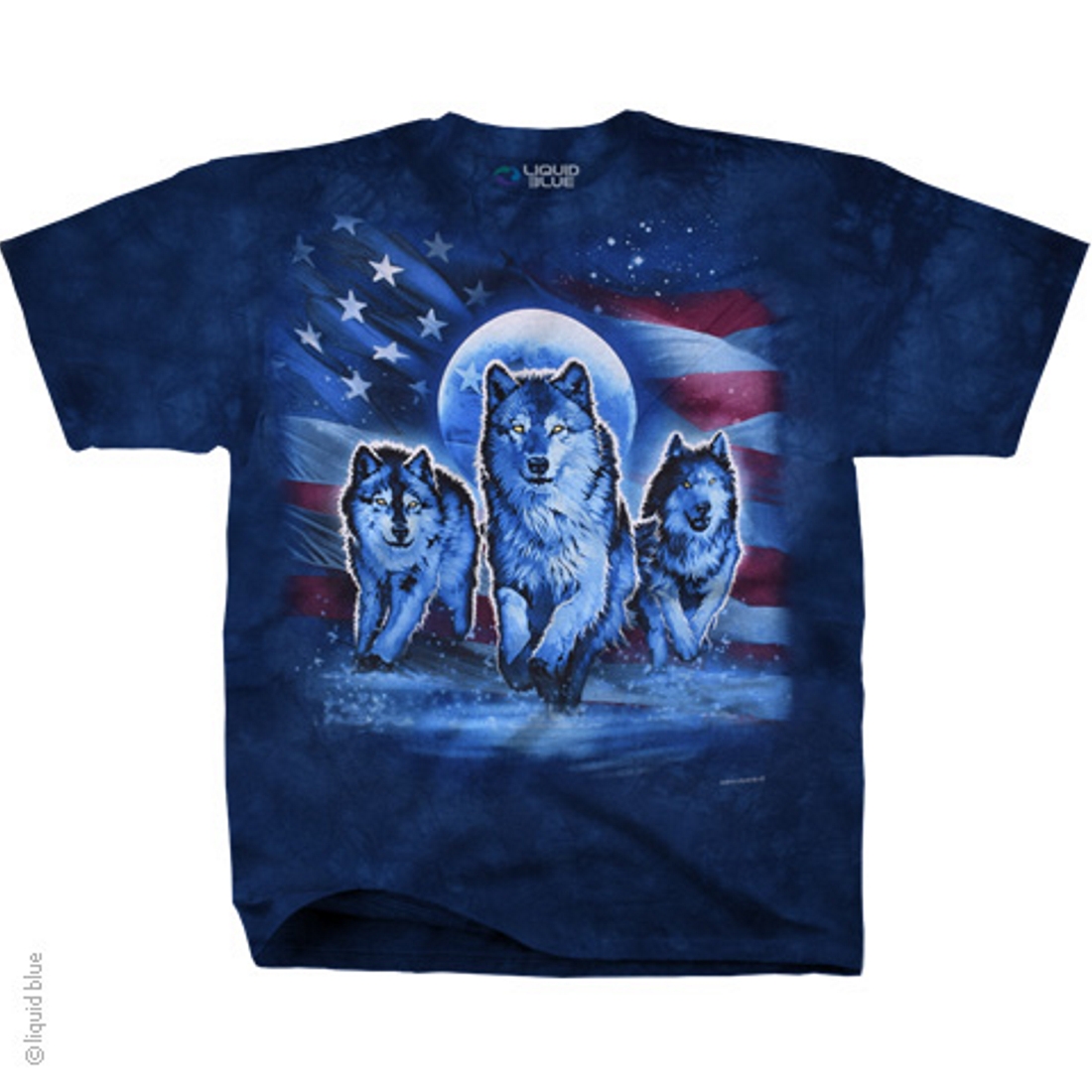 Liquid Blue T-Shirt - Patriotic Wolf Pack