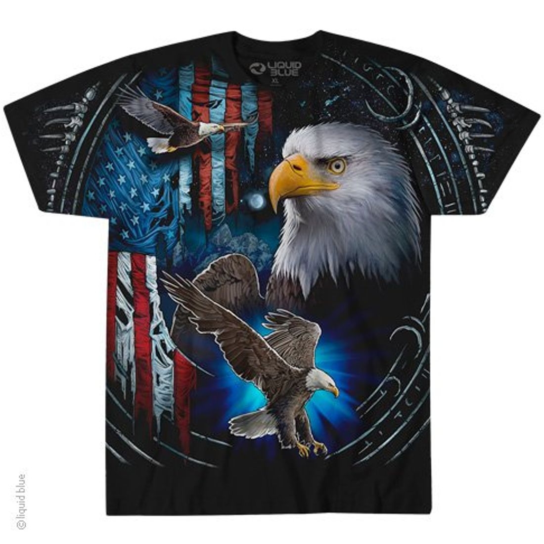 Liquid Blue T-Shirt - Tribal Eagle