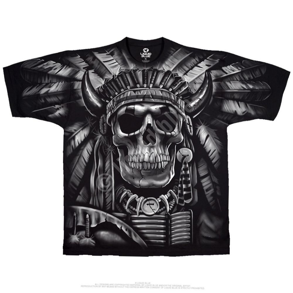 Liquid Blue T-Shirt - Indianer - Indian Skull
